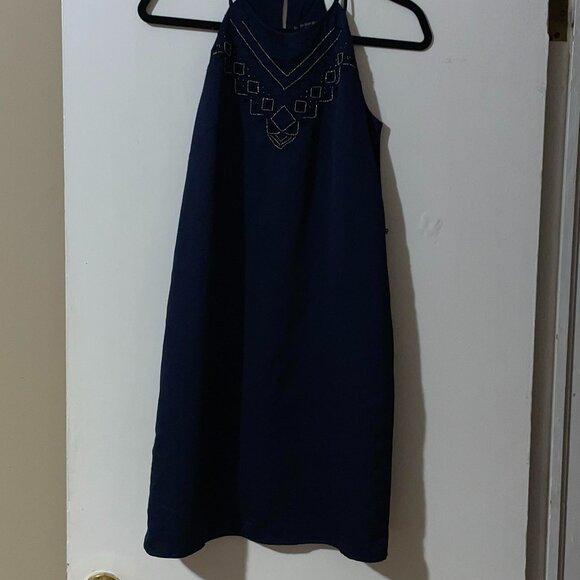 Banana Republic Dresses & Skirts - Banana Republic Navy Blue Silver Embroidered Sleeveless Dress Size XS